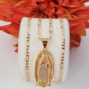 Lady of Guadalupe Figure Gold Plated Necklace